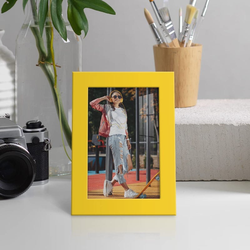 Renditions Gallery 4x6 inch Picture Frame High-end Modern Style, Made of Solid Wood and High Definition Glass Ready for Wall and Tabletop Photo Display, Yellow Frame - Image 3